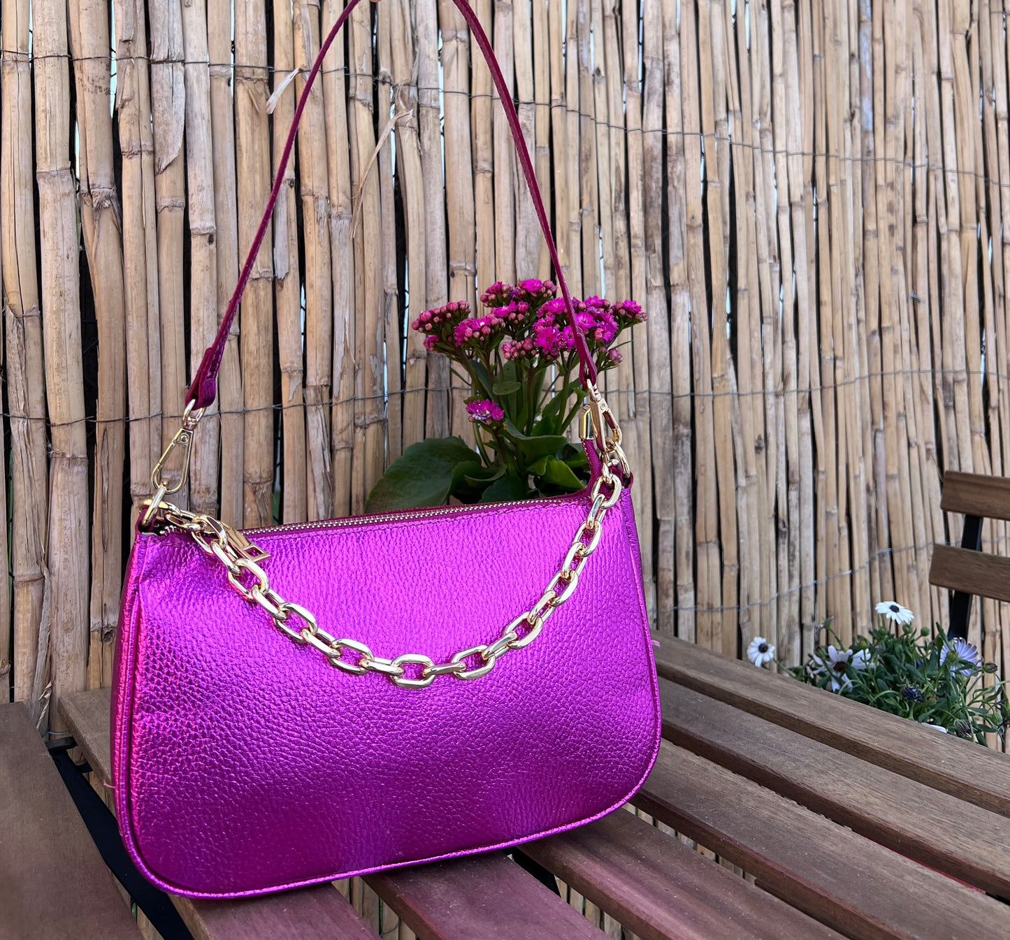 Bolso Pochette Piel Lichi